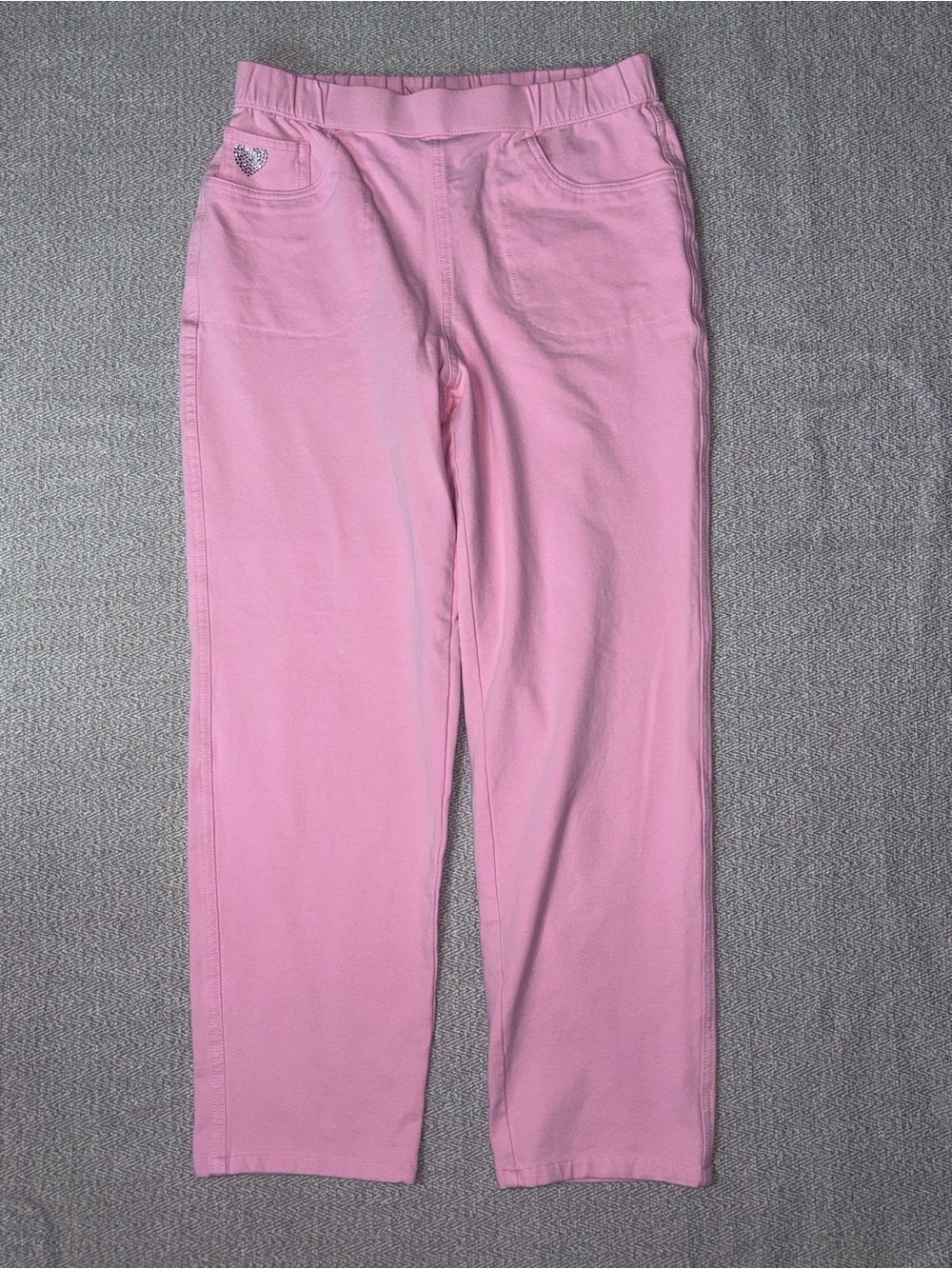 Quacker Factory DreamJeannes Pull-On Straight Leg pink pants size Small Short